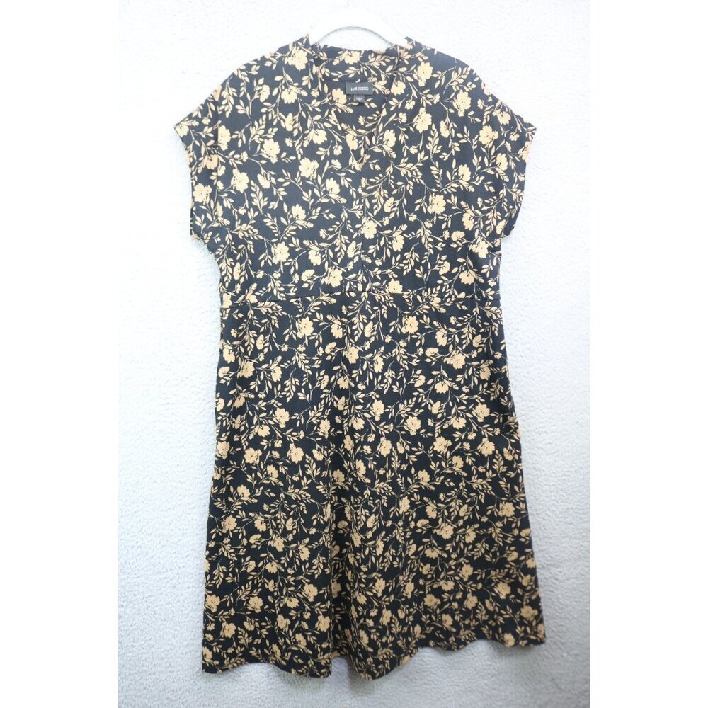 J.Jill Wearever V Neck Dark Floral Midi Dress-Size Medium-Pockets-Whimsigoth